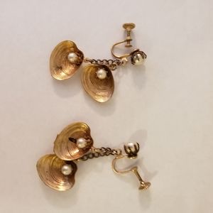 Unique Pearl in Shell screw on non pierced earring